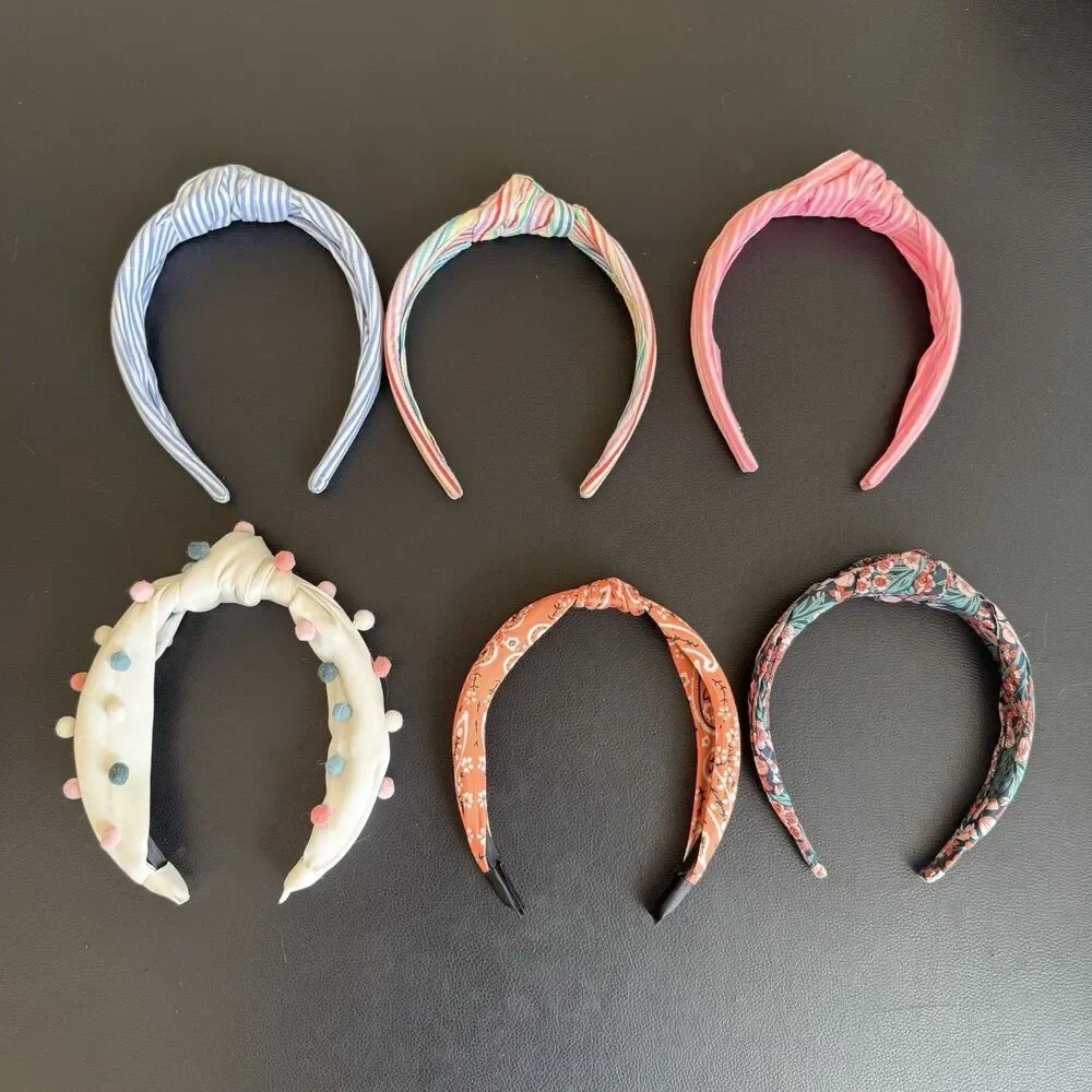 Lot of 6 Knotted Headbands Top Knot Comfort Hair Band Mixed Colors Patterns Used
